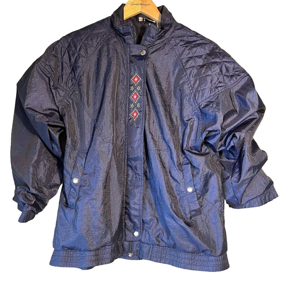 Vintage BOLD SPIRIT Blue Full Zip‎ Windbreaker Size Medium